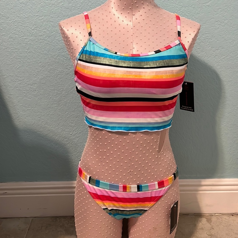 Color stripes bikini set